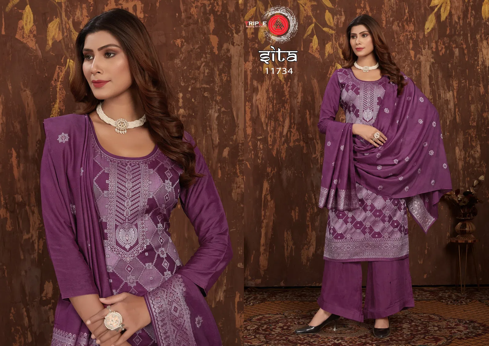 Sita By Triple A Pure Muslin Pure Muslin Lakhnavi Jacquard Dress Material Wholesalers In Delhi